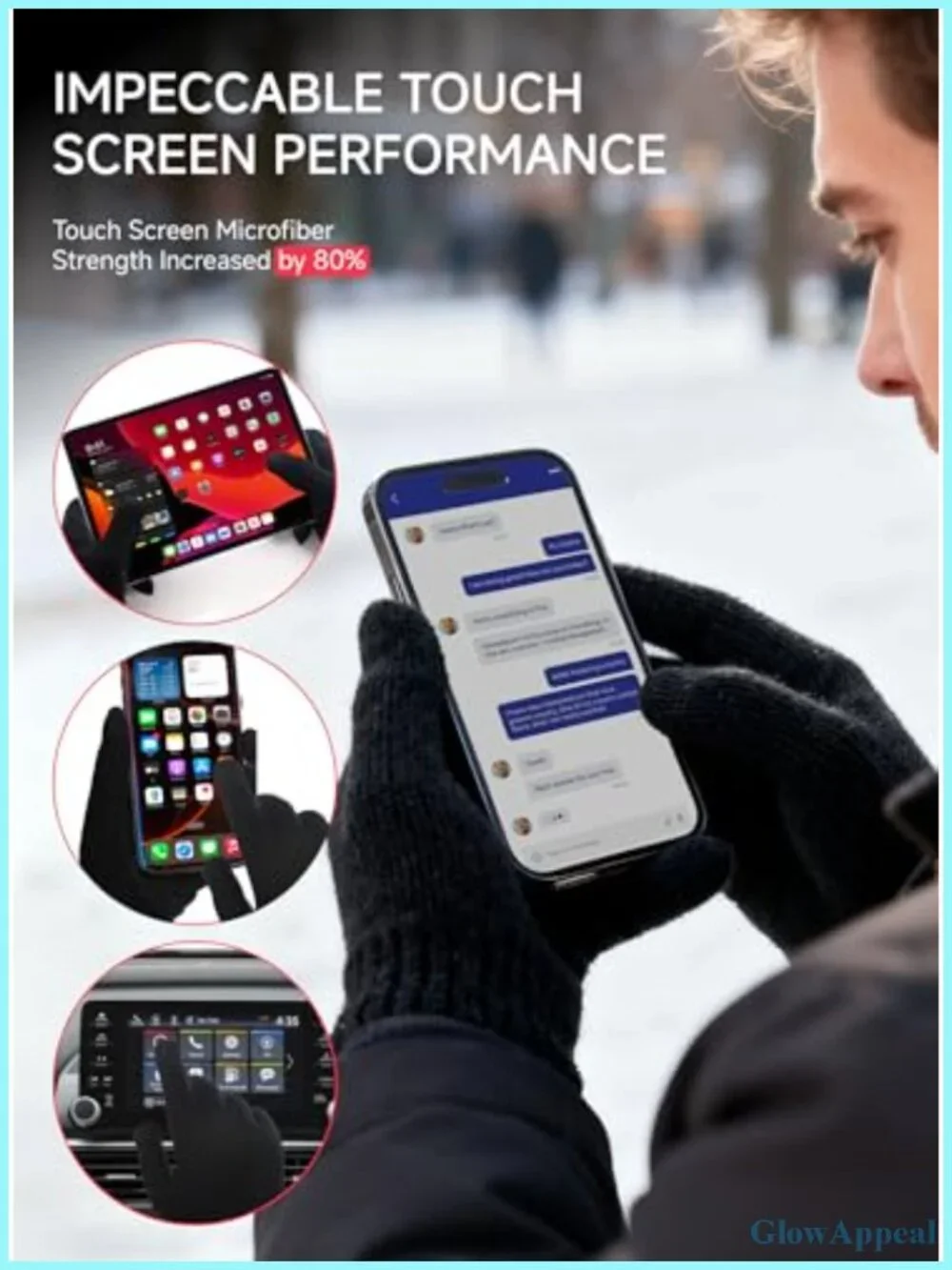 100% Merino Wool Touchscreen Gloves for Men Women